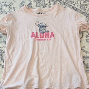 Disney Oversized Women’s Light Pink Aloha Stitch Tee
